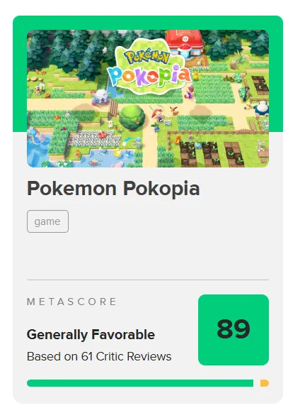 《宝可梦 Pokopia》成系列史上评分最高作品